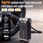 POPDEER PD-JA3 5000A 4-in-1 Jump Starter, 150PSI Air Compressor, 12V QC 3.0 Powerbank with LCD Display, 10L Gas/8L Diesel