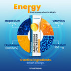 Vitastrong Magnesium & Potassium 10-in-1 Formula - 24 Sticks with Vitamin C and B-Vitamins, Orange Taste, Sucrose-free, GMO-free, Gluten-free