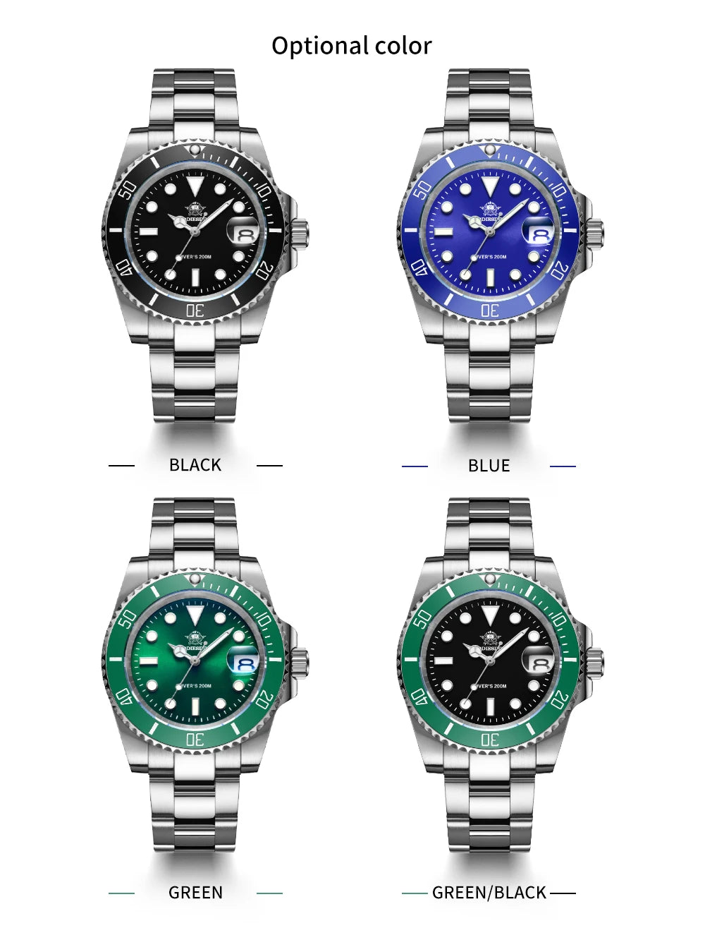 ADDIESDIVE Men's Classic Watch with Ceramic Bezel 200m Water Resistant Casual Quartz Watch BGW9 Blue Luminous Gift Watch MY-H3-2