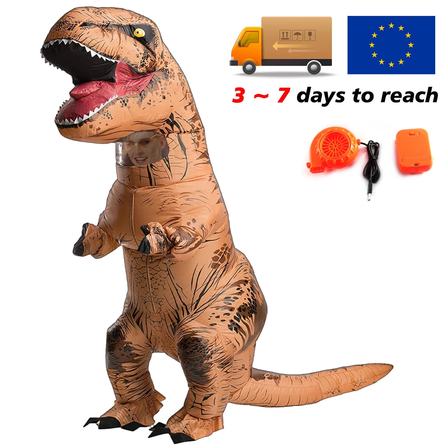T-rex inflatable uit Tyrannosaurus Dinosaur Costume Child Kids Adult Role-playing Fancy Halloween Mascot Party Apparel Ürün ana görseli