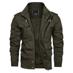MAGCOMSEN Men's Fleece Jackets Windbreaker Coats Fall Winter Thermal Bomber Jackets Multi-pockets Stand Collar Motorcycle Jacket