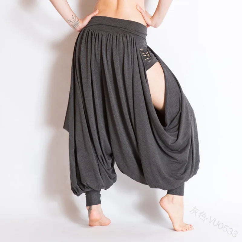 5XL Casual Women Bottoms Harem Pants Sports Baggy Hippie Sexy Hollow Out Streetwear Loose Beach Trousers Ropa Mujer Talla Grande