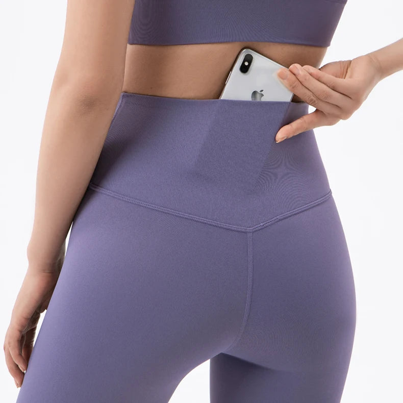 SOISOU Nylon Yoga Pants Gym Leggings Women Girl Fitness Soft Tights High Waist Elastic Breathable No T Line Sports Pants