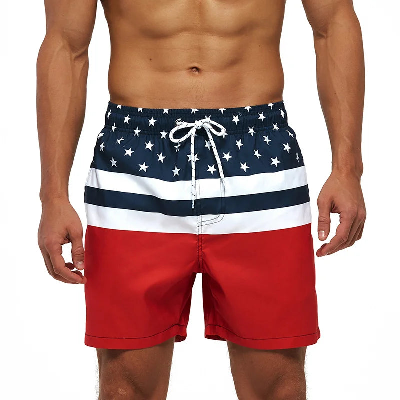 DATIFER Summer New Fashion Polyester Men Shorts Beach Quick Dry Printing Swimsuit Plus Size Mesh Liner Surfing Gym Shorts Men