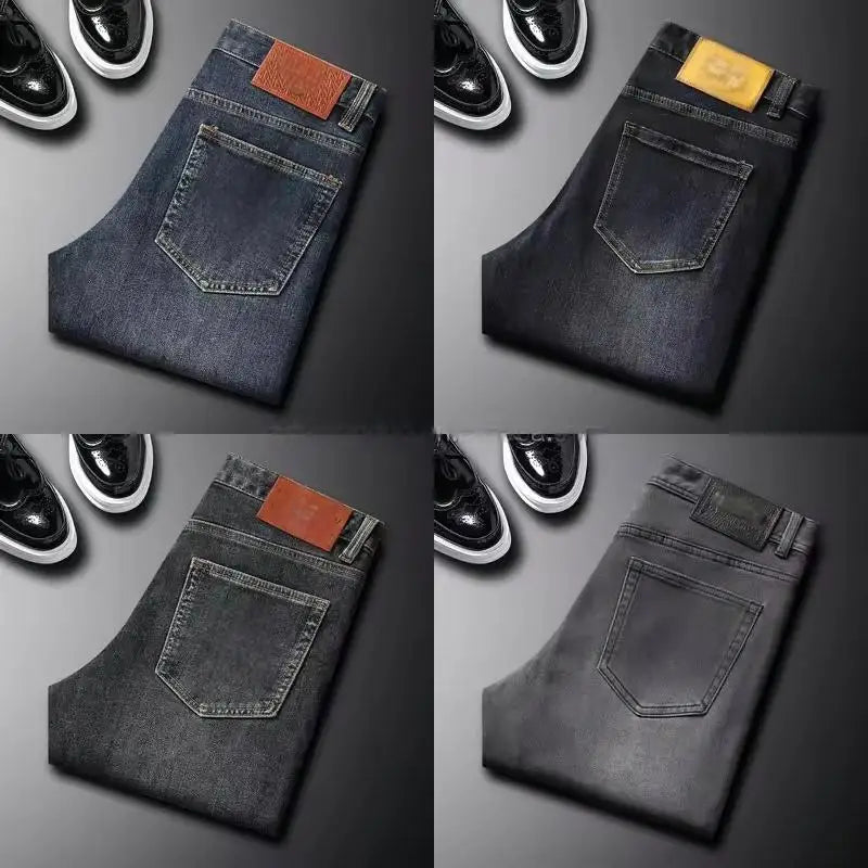 Wholesale Mid Waist Men Straight Jeans Mixed Denim Good Quality Summer Casual Style Washed Craft