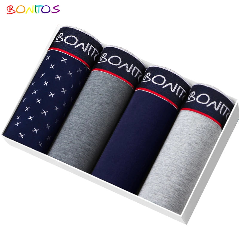 4pcs Boxer Shorts Men's Panties Homme Underpants Boxershorts Underwear for Man Cotton Male Couple Sexy Set Calecon Lot Soft Box Ürün ana görseli