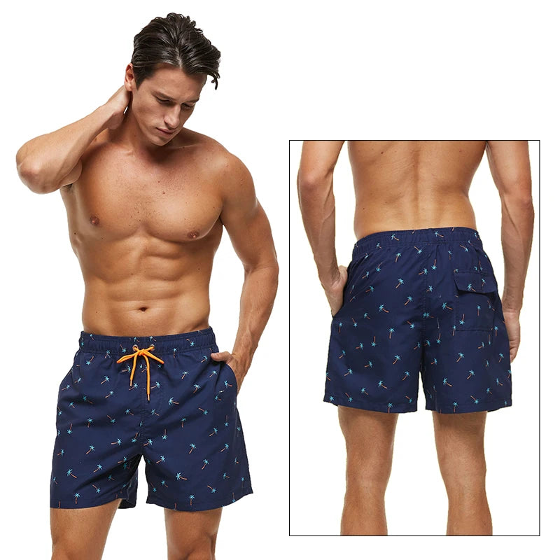 DATIFER Summer New Fashion Polyester Men Shorts Beach Quick Dry Printing Swimsuit Plus Size Mesh Liner Surfing Gym Shorts Men