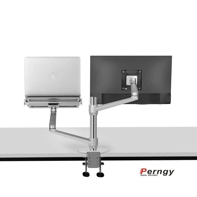 OL-3L aluminum silver Ergonomics 10"-17" desk laptop stand 32" monitor desktop bracket computer mount full motion column bar Main image