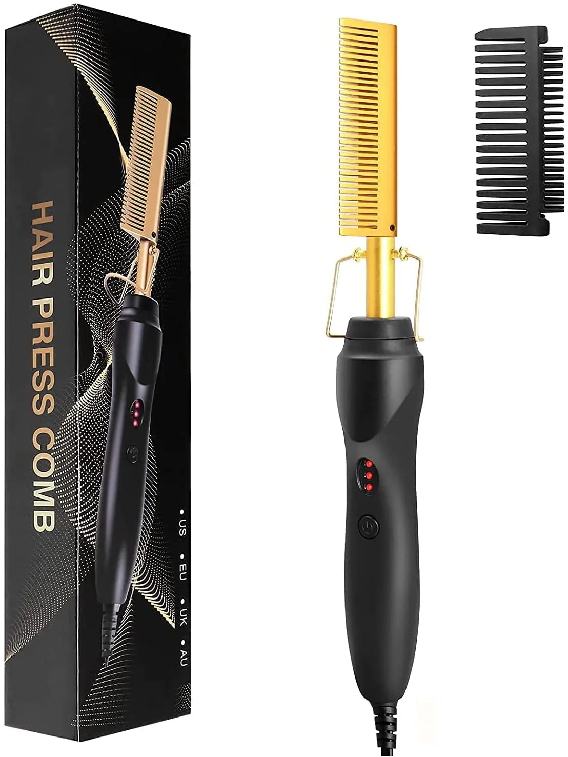 2 in1 Hot Comb Hair Straightener Electric Heating Comb Fast Heating Portable Travel Anti-Scald Beard Straightener Press Comb Ürün ana görseli
