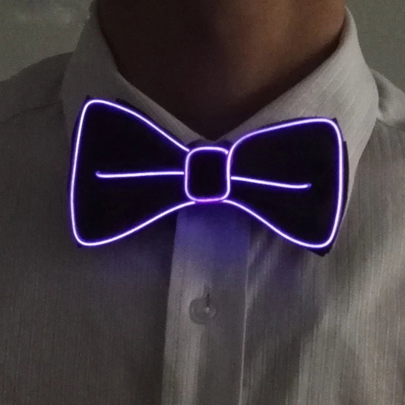 Luminous Bow Tie Neon Light Trendy Costume Accessories Glowing Acrylic LED Tie For Halloween Cosplay Costume Music Dancing