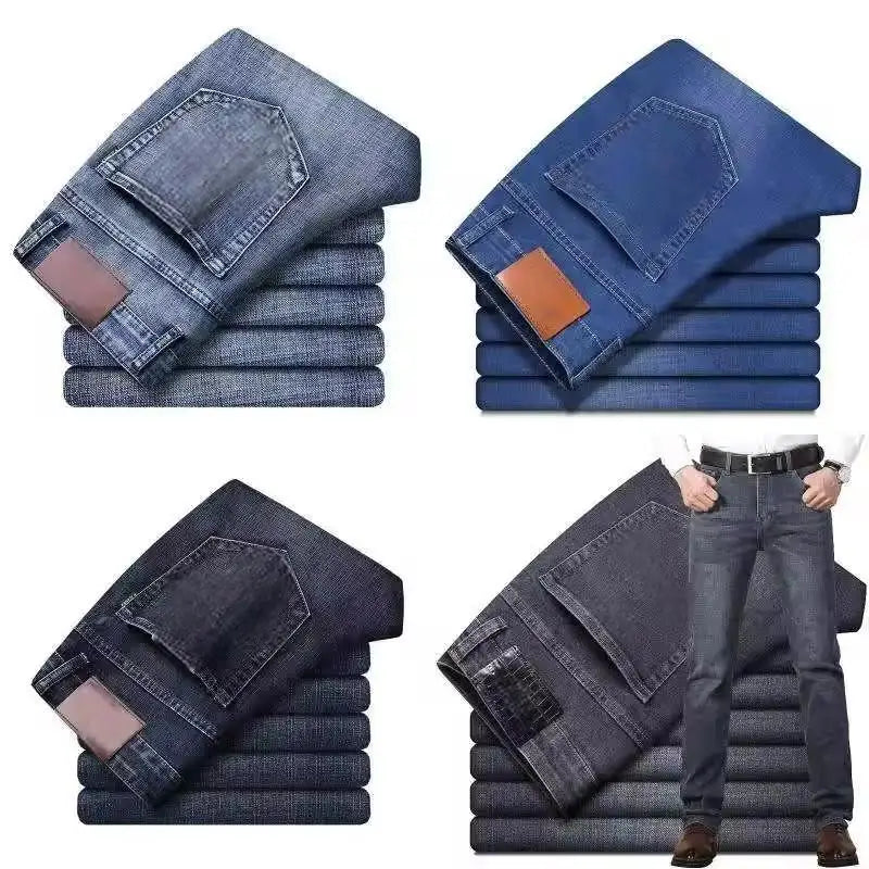 Wholesale Mid Waist Men Straight Jeans Mixed Denim Good Quality Summer Casual Style Washed Craft