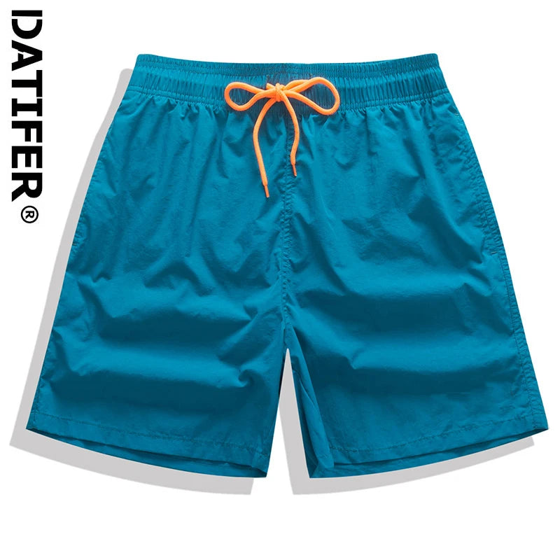 Brand Datifer Board Shorts Men Breathable Sport Swimming Pants Solid Color Elastic Waist Beachwear Summer Swimsuits Ürün ana görseli