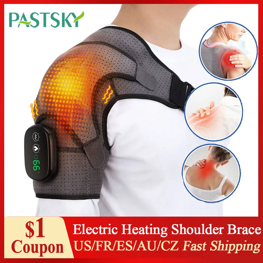 Electric Heating Shoulder Brace LED Display Vibration Shoulder Massage Support Belt Strap For Joint Brace Care Muscle Relaxation Ürün ana görseli
