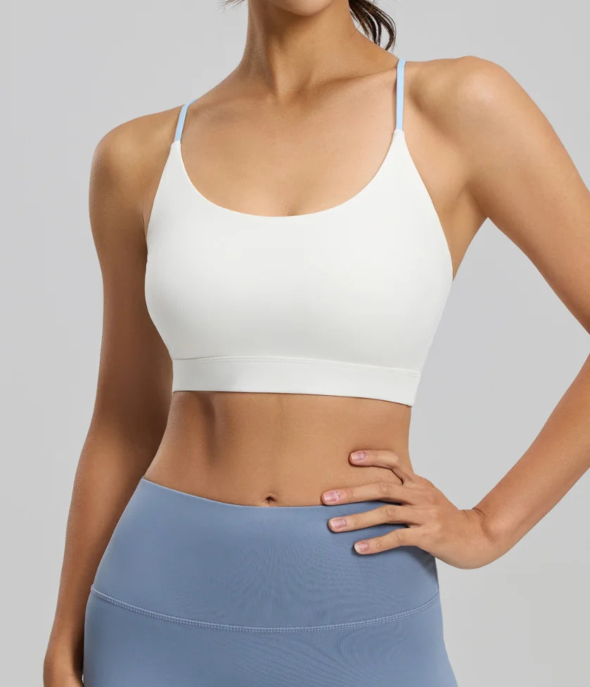 Six-string Cross Back Sports Bra for Women-summer  Thin Style Spandex/Polyester UV protection Suitable for Yoga Fitness Ürün ana görseli