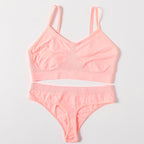 Women Buttery Soft Bra And Panties Set Push-Up Unlined Brassiere Breathable Ribbed Underwear Stretchy Crop Top Sexy Lingerie Set