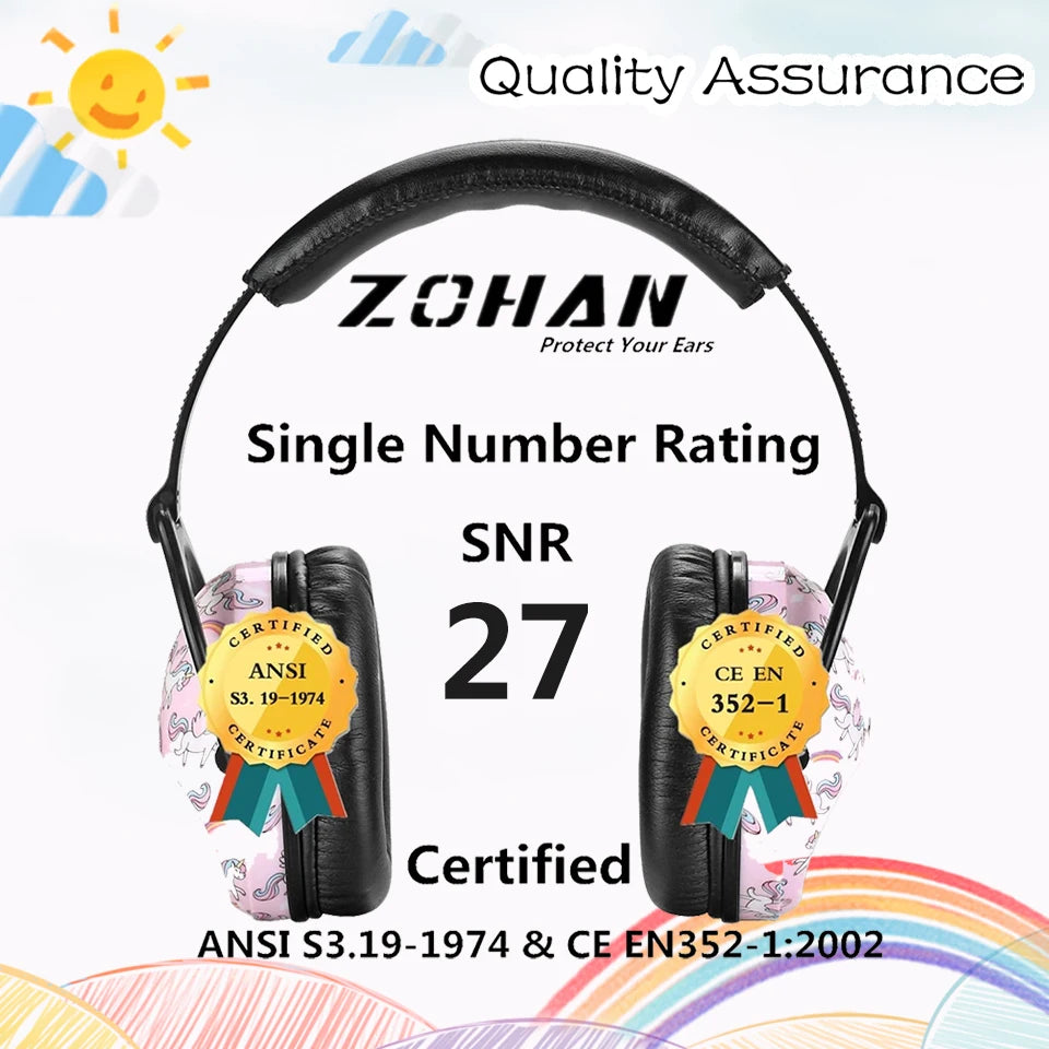 ZOHAN Ear Protector Passive Earmuffs NRR22DB Anti-noise Reduction hip-hop Safety Ear Muffs for kid girls boys Secondary image