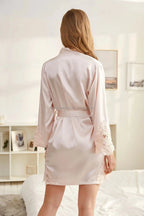 Lace Bride Robe Wedding Party Solid Color Bridal Satin Bride and Bridesmaid Robes