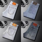 Wholesale Mid Waist Men Straight Jeans Mixed Denim Good Quality Summer Casual Style Washed Craft