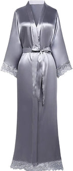 2019 New Silk Satin Lace Robes Bridesmaid Bride Robes Wedding Long Robe Bathrobe Womens Robe Lingerie Robe