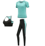Quick dry women sportswear yoga set fitness gym yoga clothing suit sets coat+bra+t shirt+leggings 2019 workout running training