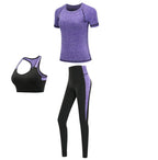 Quick dry women sportswear yoga set fitness gym yoga clothing suit sets coat+bra+t shirt+leggings 2019 workout running training