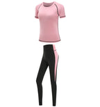 Quick dry women sportswear yoga set fitness gym yoga clothing suit sets coat+bra+t shirt+leggings 2019 workout running training
