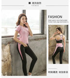 Quick dry women sportswear yoga set fitness gym yoga clothing suit sets coat+bra+t shirt+leggings 2019 workout running training