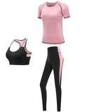 Quick dry women sportswear yoga set fitness gym yoga clothing suit sets coat+bra+t shirt+leggings 2019 workout running training