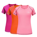 QUESHARK Women Quick Dry Short Sleeve Sports Running T Shirt Breathable Slim Tops Yoga T-shirts Tees Fitness Gym Workout Shirts