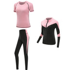 Quick dry women sportswear yoga set fitness gym yoga clothing suit sets coat+bra+t shirt+leggings 2019 workout running training