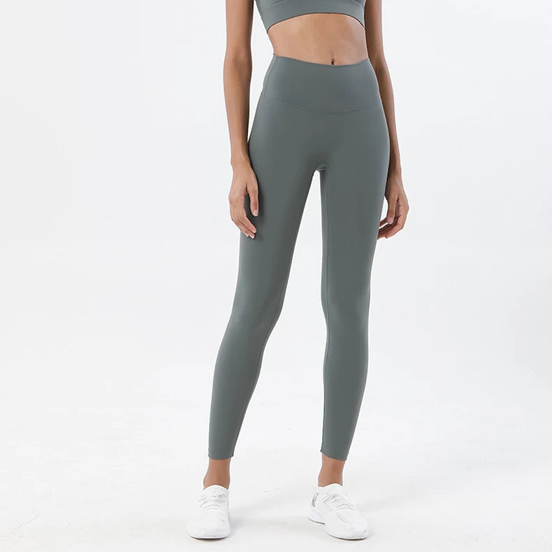 SOISOU Nylon Yoga Pants Gym Leggings Women Girl Fitness Soft Tights High Waist Elastic Breathable No T Line Sports Pants