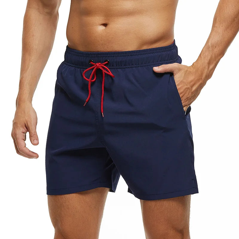 Escatch 2026 Summer Man Swimwear Solid Fashion Quick Dry Drawstring Elastic Waist Surfing Zipper Pocket Gym Beach Pants Shorts