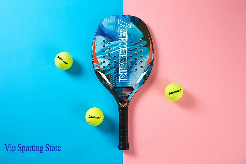 Kawasaki Padel Tennis Carbon Fiber Soft EVA Face Tennis Paddle Racquet Racket with Padle Bag Cover Power Beach Tennis Paddle