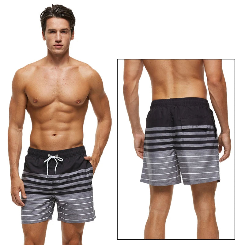 DATIFER Summer New Fashion Polyester Men Shorts Beach Quick Dry Printing Swimsuit Plus Size Mesh Liner Surfing Gym Shorts Men