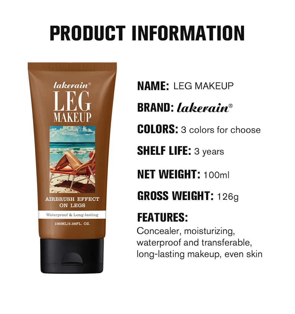 Waterproof Body Foundation With Free Powder Puff Bronze Leg Makeup Long Lasting Tanning Cream 100ml 3 Colors