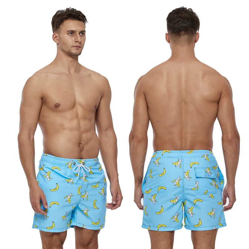 DATIFER Summer New Fashion Polyester Men Shorts Beach Quick Dry Printing Swimsuit Plus Size Mesh Liner Surfing Gym Shorts Men