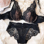 Full Lace Thin Cup Comfortable Young Girls Fashion Intimates, Wire Free Seamless Lingerie For Women Sexy Underwear Bra Pants