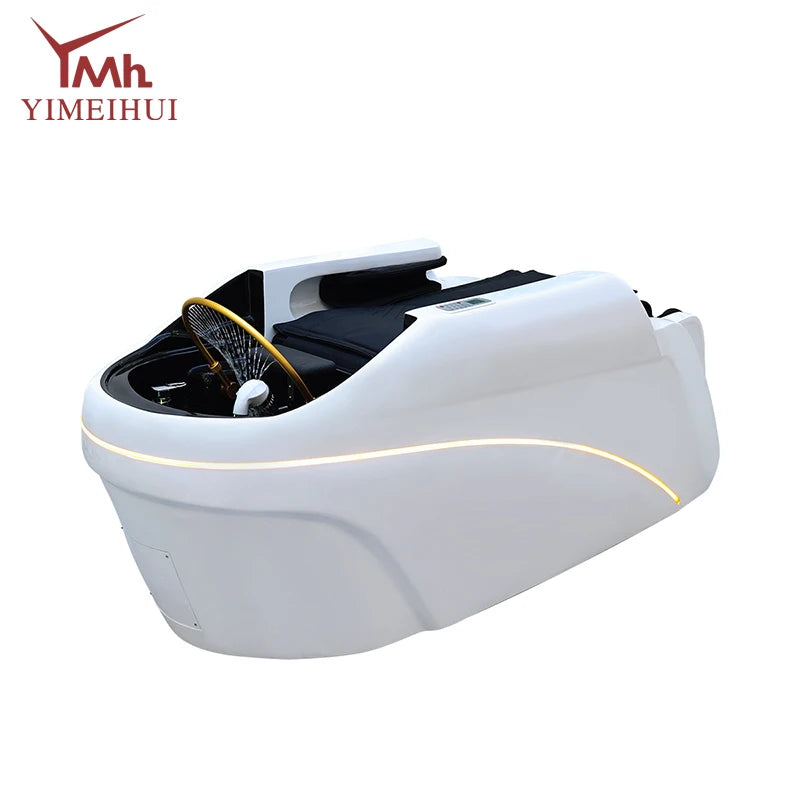 Salon Head Spa Synthetic Leather Head Therapy Beds Automatic Massage Shampoo Bed Comfortable Ergonomic Design High Density Spong