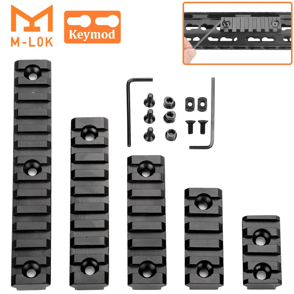 Hunting Tactical Picatinny Rail 3-13Slots 20mm Aluminum Rail Adapter Mount for Keymod / M-LOK System Handguard Scope Mount Base Ürün ana görseli