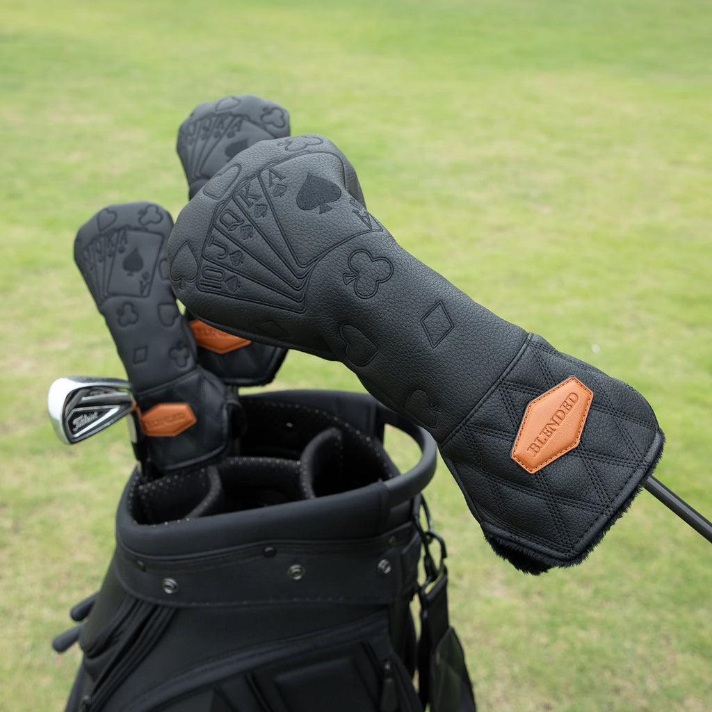 Black Lucky Poker Design  High Quality Headcovers Embroidery Golf Club Driver Head Fariway Wood  Hybrid Head Covers 3 Wood Headc