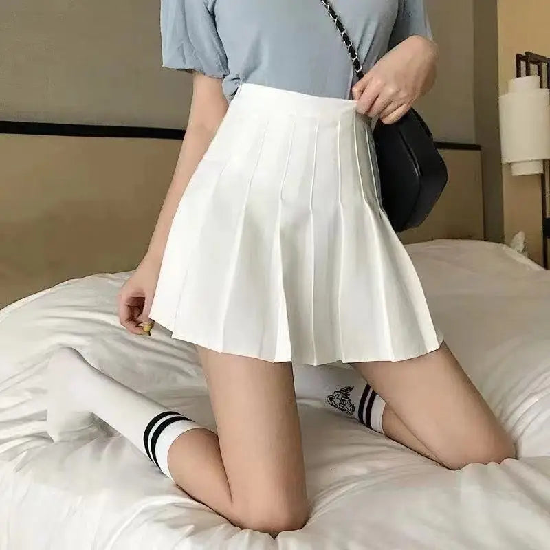 Vintage Korean Style Patchwork Skirt Harajuku JK Black Pleated Skirts Gothic Streetwear High Waist Mini Skirt Women Punk Skirt