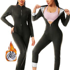 MrifDila Sauna Suit Jumpsuit Full Zip Up Sweatsuit Hot Sweating Jumpsuit Long Sleeve Romper Bottom Pants Sweating Bodysuit Shape