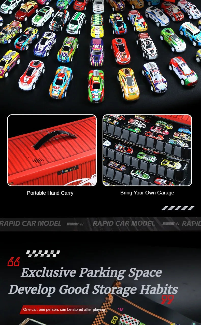 48pcs Metal Iron Alloy Cars Truck Toys Train Track Set Slot Car Models for Children's Toys Boy Miniature Trolleys Christmas Gift