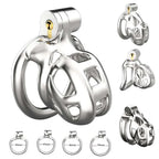Stainless Steel Male Chastity Cage Cock Mamba Penis Ring Chastity Belt BDSM Erotic Urethral Lock Double-Arc Ring Sex Toy