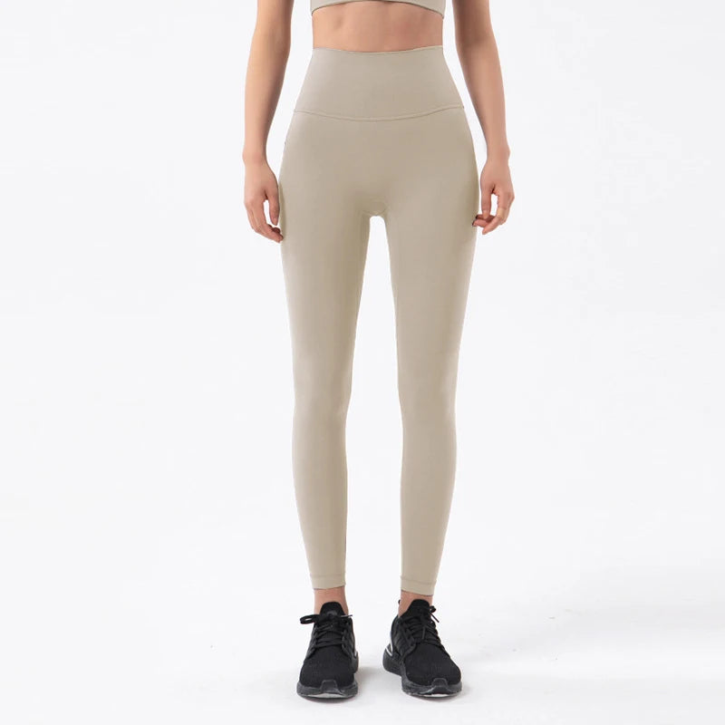 SOISOU Nylon Yoga Pants Gym Leggings Women Girl Fitness Soft Tights High Waist Elastic Breathable No T Line Sports Pants