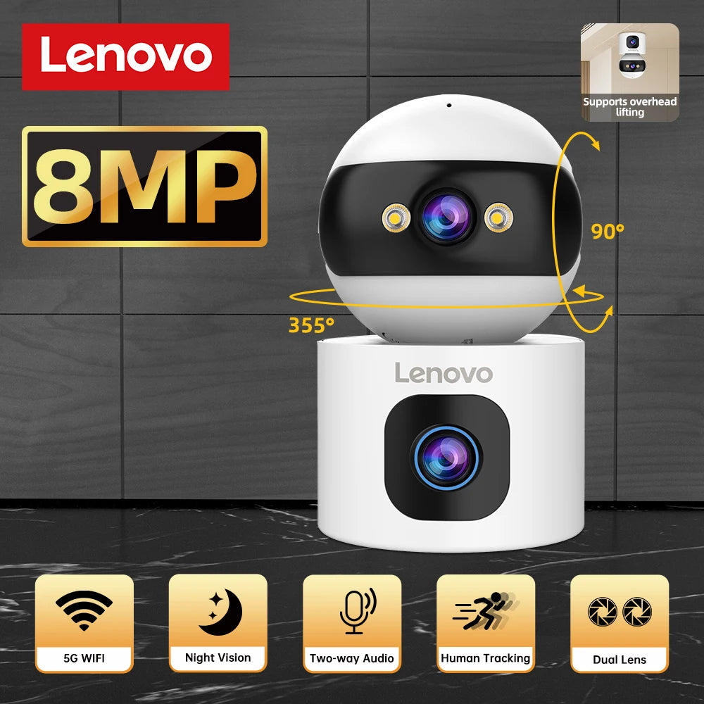 Lenovo 8MP HD IP Camera Dual Lens Baby Monitor 5X Zoom Color Night Vision Human Automatic Tracking Video Smart Home Camera Ürün ana görseli