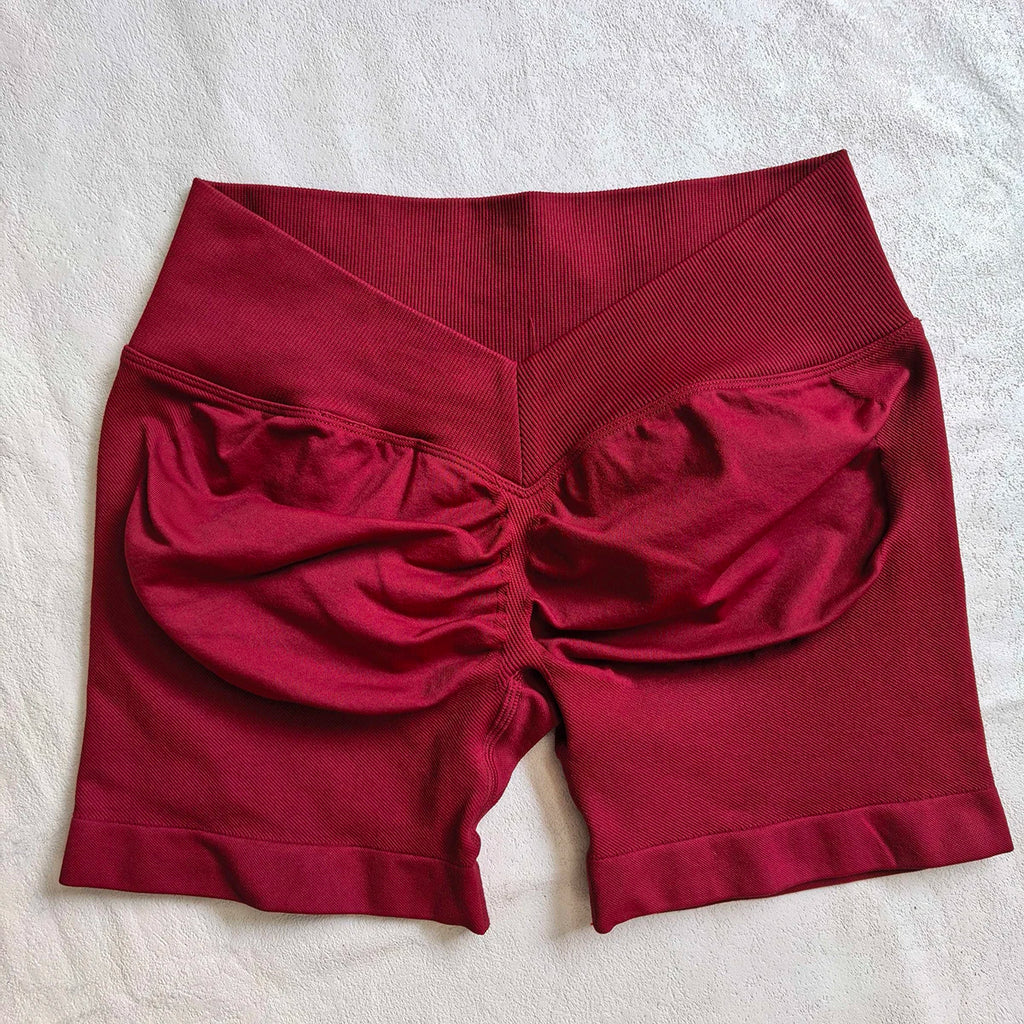 Back Scrunch Shorts Women Seamless V-Back Waist Line Scrunch Booty Shorts Fitness Workout Running Yoga Gym Shorts