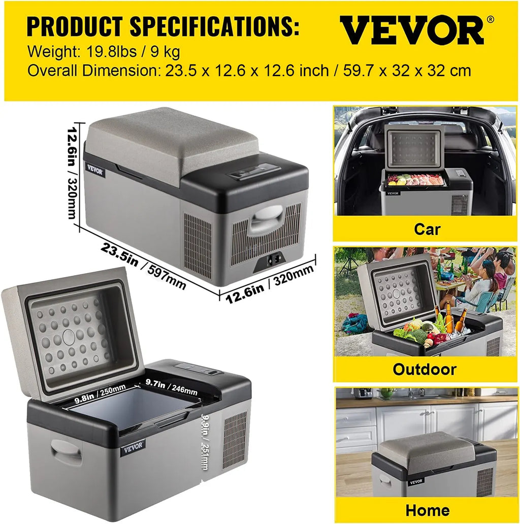 VEVOR 15L-55L portable small refrigerator car refrigerator car truck mini cooler, suitable for driving, traveling, and home use