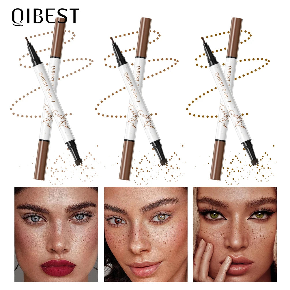 Qibest 2-In-1 Freckle Pen with Gourd-Shaped Head, Natural and Realistic, Sweat-Proof, Double-Ended Stamp Dot Pen Cosmetic Stick Ürün ana görseli