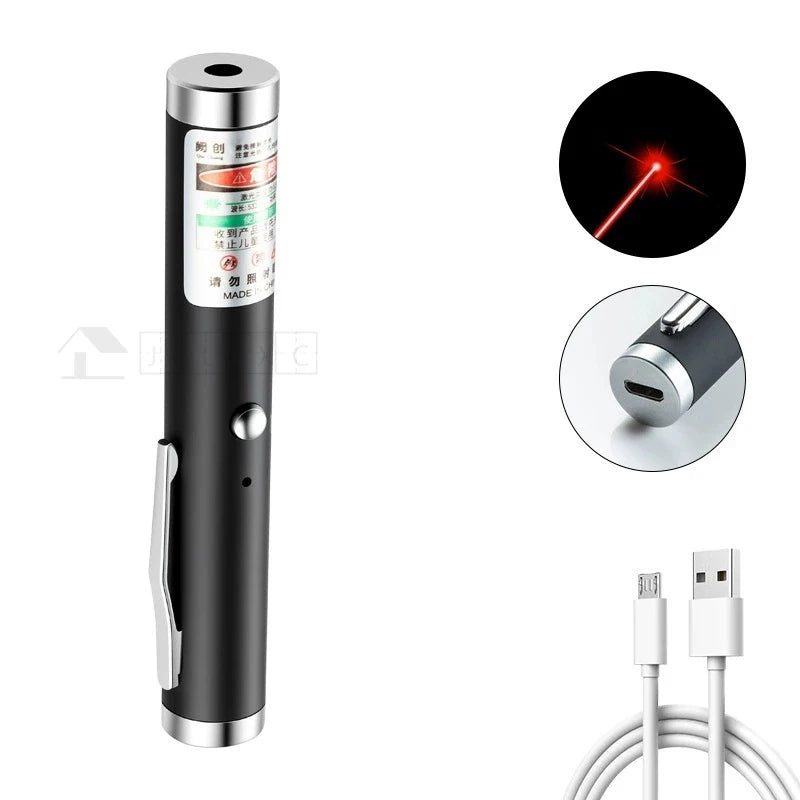 Portable USB Green Laser-Pointer 2 In 1 Detachable Lamp Holder Mini Laser Pen Visible Focus Red Combination For Hunting